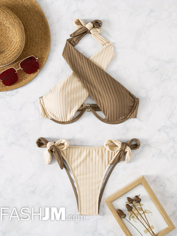  Criss Cross Neck Knot 2 Piece Set Bikini image2