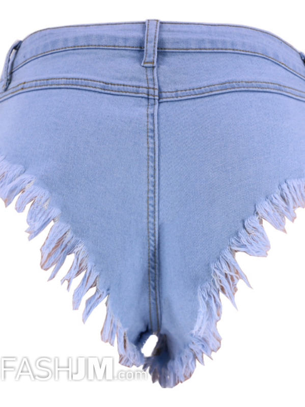  Blue Low Rise Mini Denim Shorts image3