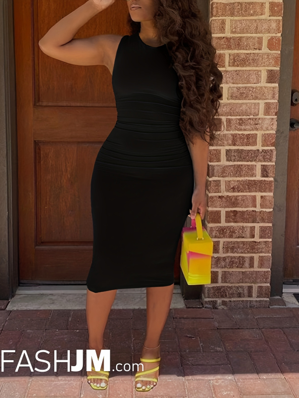  Bodycon Crew Neck Dress image2