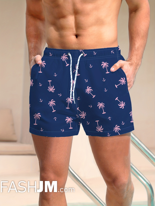  Men Stylish Palm Tree Beach Shorts image2