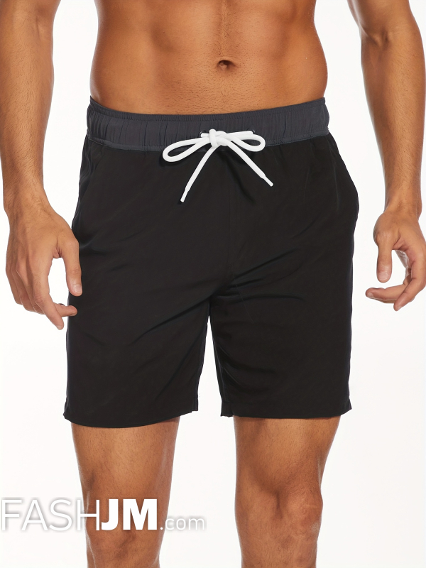  Black 2-in-1 Double Layer Beach Shorts With Inner Pocket image1