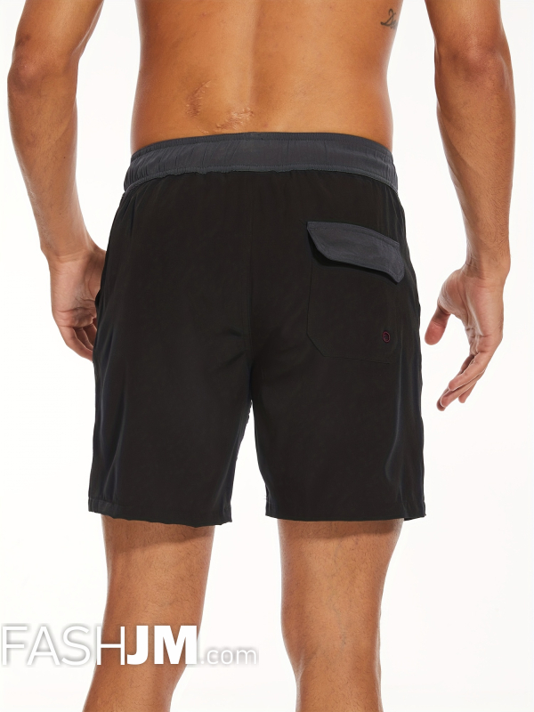  Black 2-in-1 Double Layer Beach Shorts With Inner Pocket image2