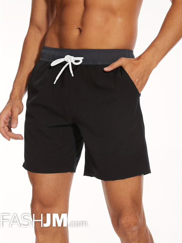  Black 2-in-1 Double Layer Beach Shorts With Inner Pocket image3