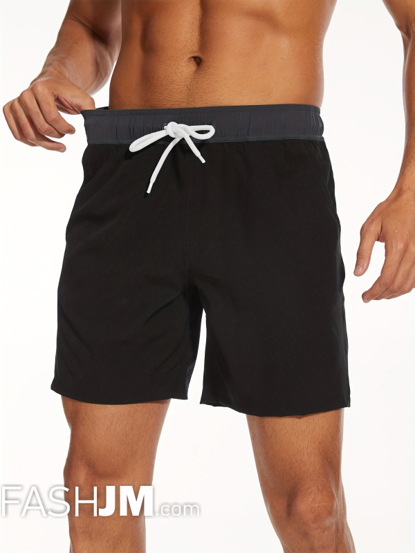  Black 2-in-1 Double Layer Beach Shorts With Inner Pocket image4