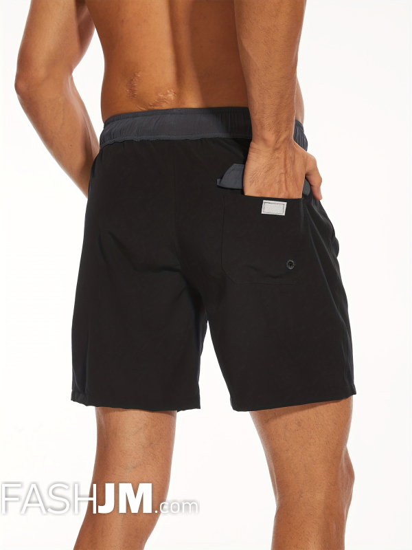  Black 2-in-1 Double Layer Beach Shorts With Inner Pocket image5