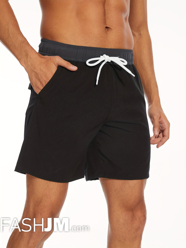  Black 2-in-1 Double Layer Beach Shorts With Inner Pocket image6