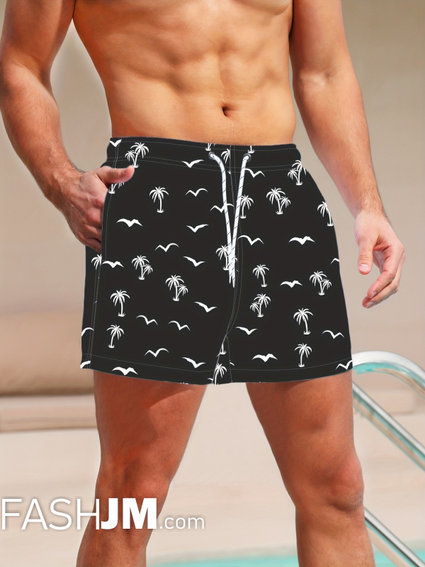  Men Stylish Palm Tree Beach Shorts image2