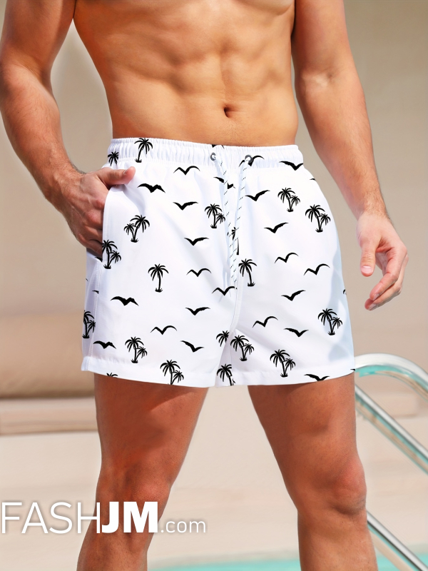  Men Stylish Palm Tree Beach Shorts image0