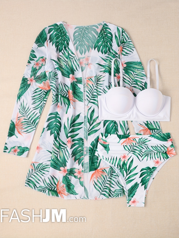  3-Pieces Tropical Print Bikini Sets image3