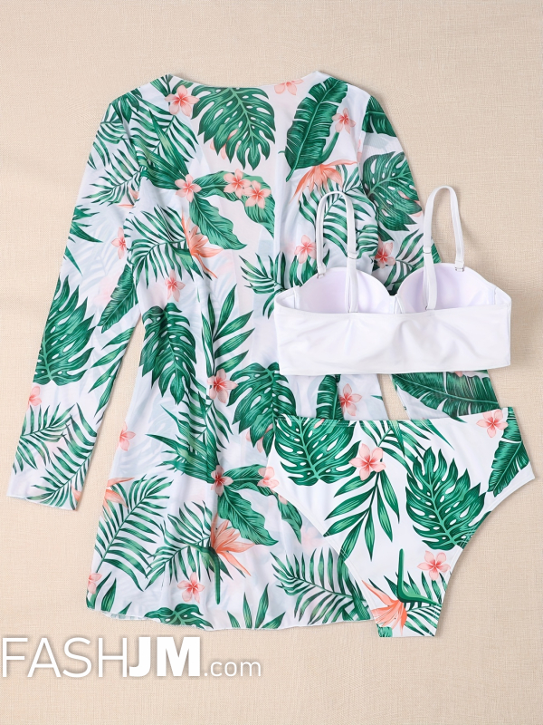  3-Pieces Tropical Print Bikini Sets image4