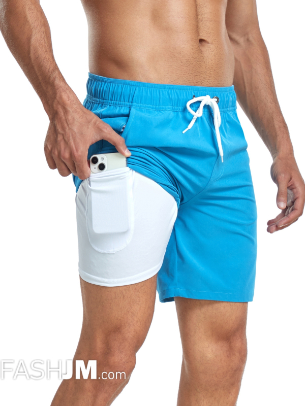  2-in-1 Double Layer Beach Shorts With Inner Pocket image0