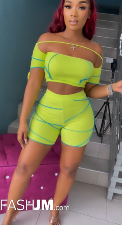 Green Shorts Tights Body Suit