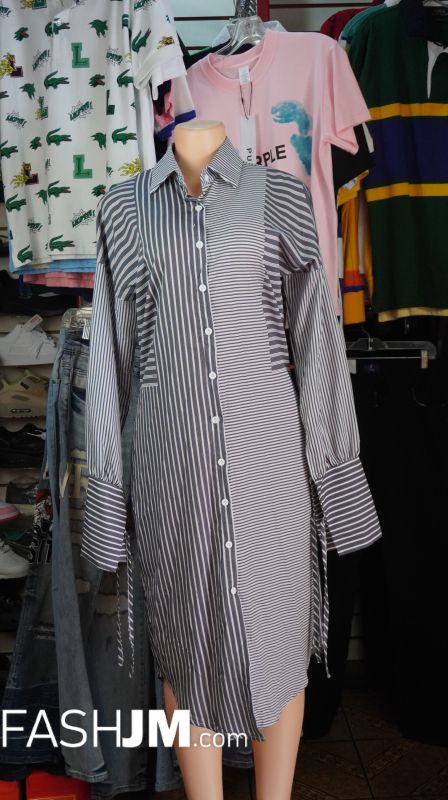  Gray & White Stripe Dress image0