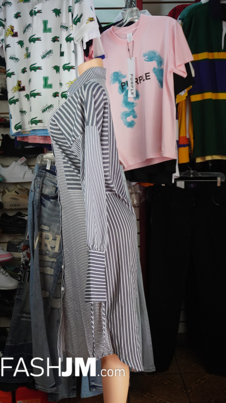  Gray & White Stripe Dress image1