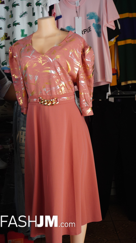  Peach & Gold Formal Dress image0