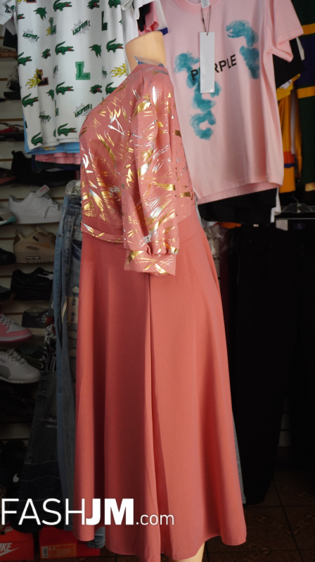  Peach & Gold Formal Dress image1