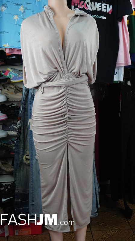  Cream Brown Dress image0