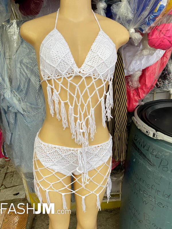  White Crochet Bathing Suit image0