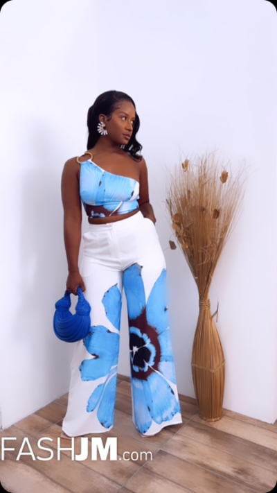 Blue and White Pants Set